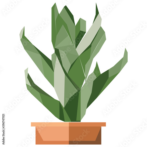 Low poly illustration of cactus tree with pot. Gradient, polygonal.