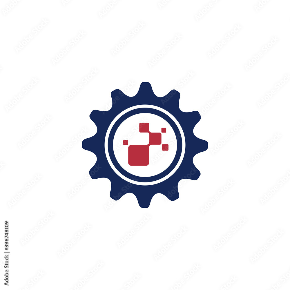 Obraz premium smart gear technology vector logo template