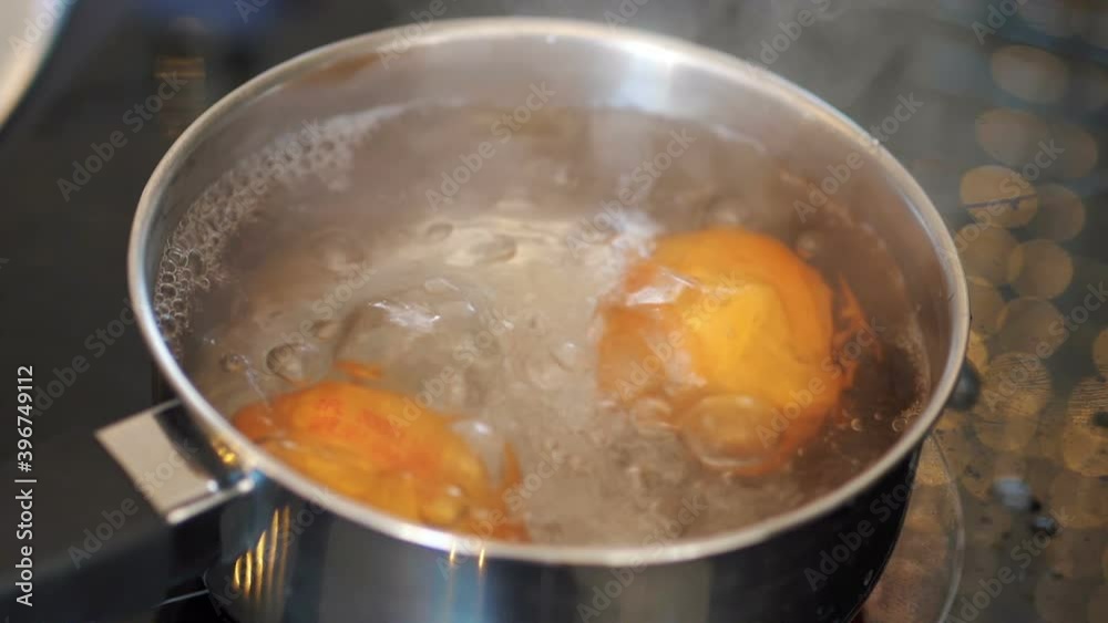 Eggs boiling in the pot in slow motion 180fps Eggs boiling in the pot in slow motion 180fps