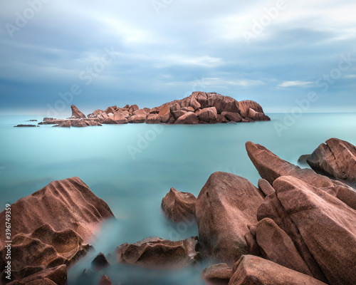 Amazing fine art long exposure image of rock formation resembling a sleeping giant.