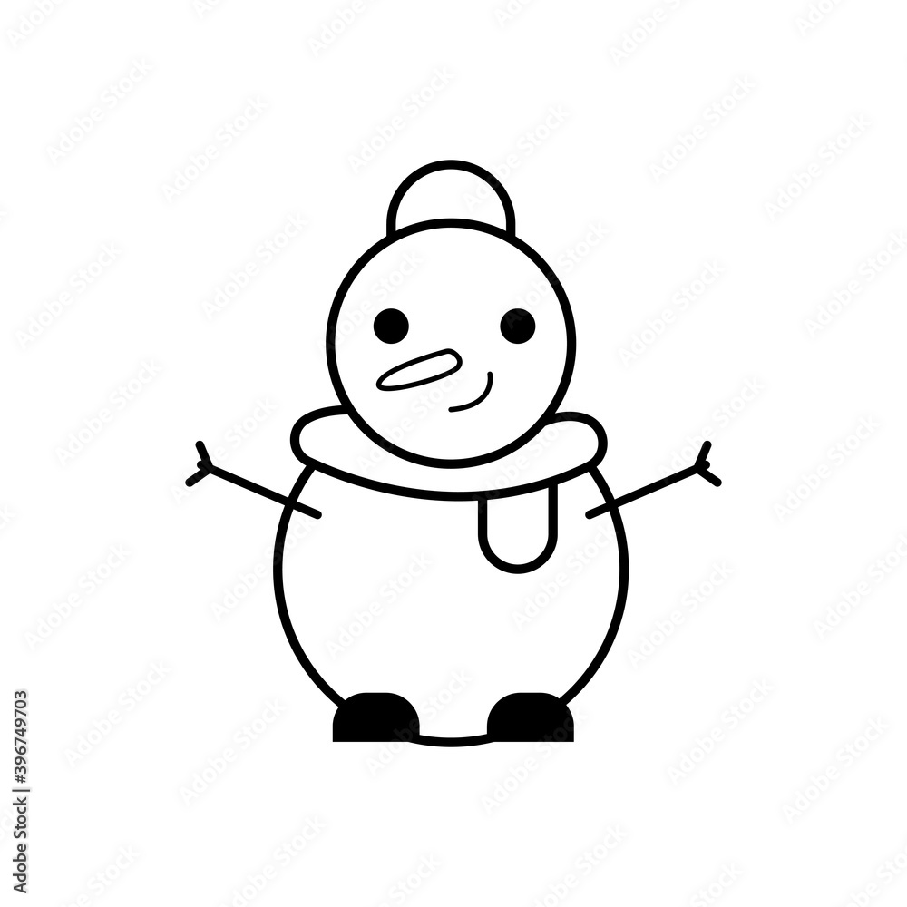 Obraz premium Christmas Snowman Icon Vector Flat Background