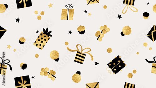 Golden Happy Holidays Seamless pattern vector. Happy New year 2021 background. Happy Winter patterns design concept for fabric, cover, invitation card, website banner, social media story and post.