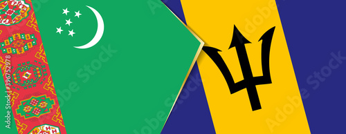 Turkmenistan and Barbados flags, two vector flags.