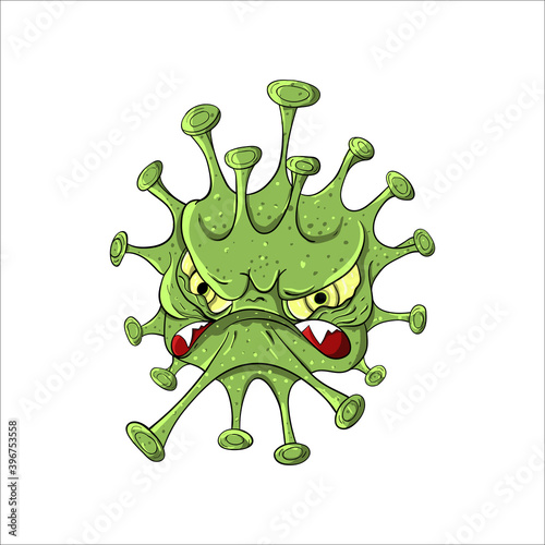 Virus Cartoon Vector Icon Illustration. Health And Medical Icon Concept White Isolated. Flat Cartoon Style Suitable for Web Landing Page, Banner, Flyer, Sticker