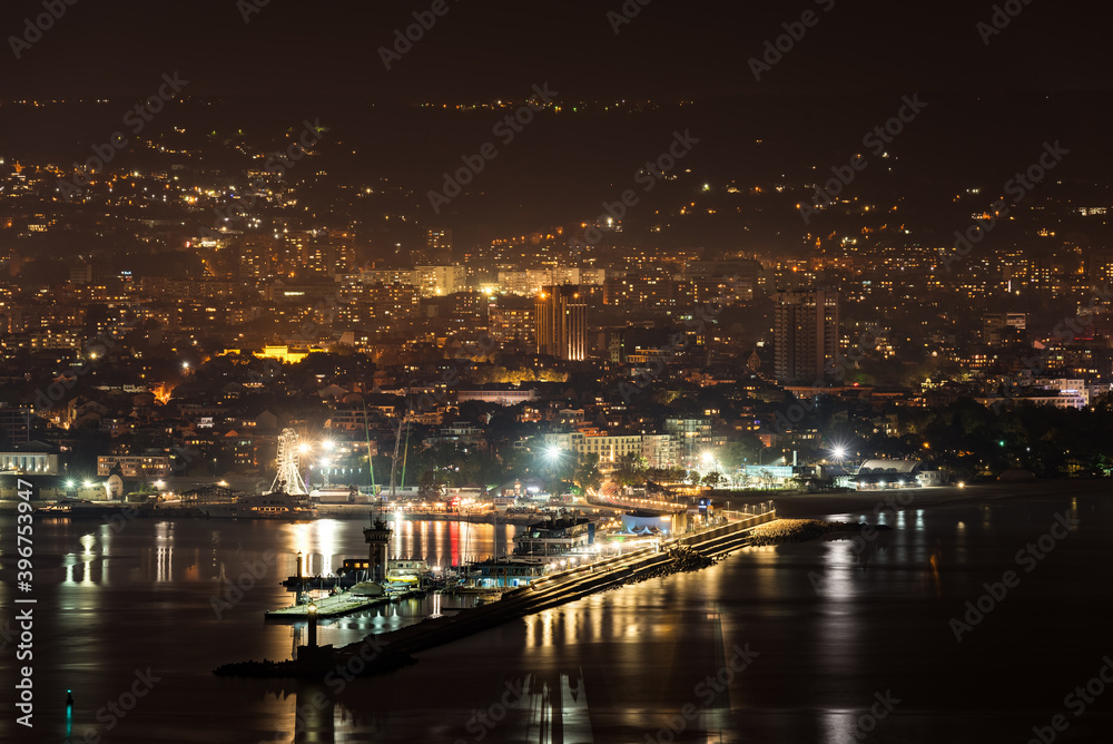 Landscape of Port Varna at night