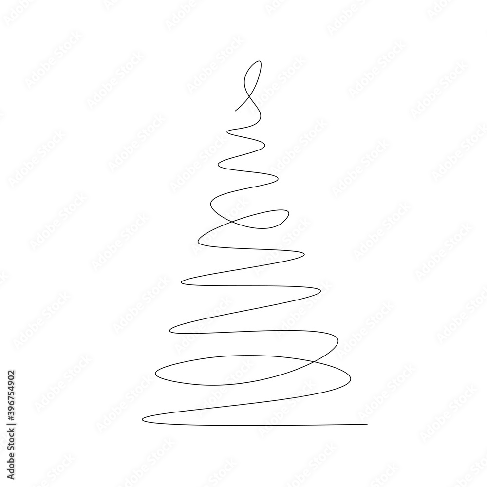Christmas tree line drawing. Vector illustration Christmas tree line drawing. Vector illustration