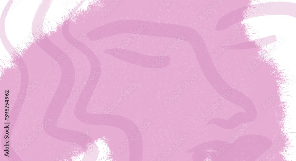 Sfondo rosa con disegno del viso di una bella donna. Web banner femminilità. Colori pastelli. 