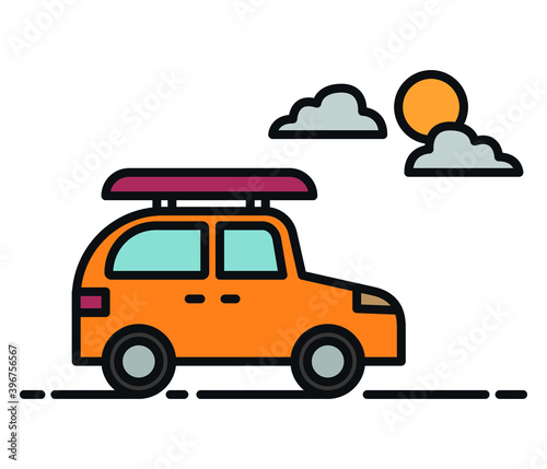 Travel cart flat vector with luggage box.