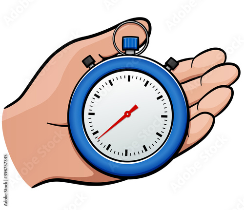 Vector stopwatch in hand cartoon