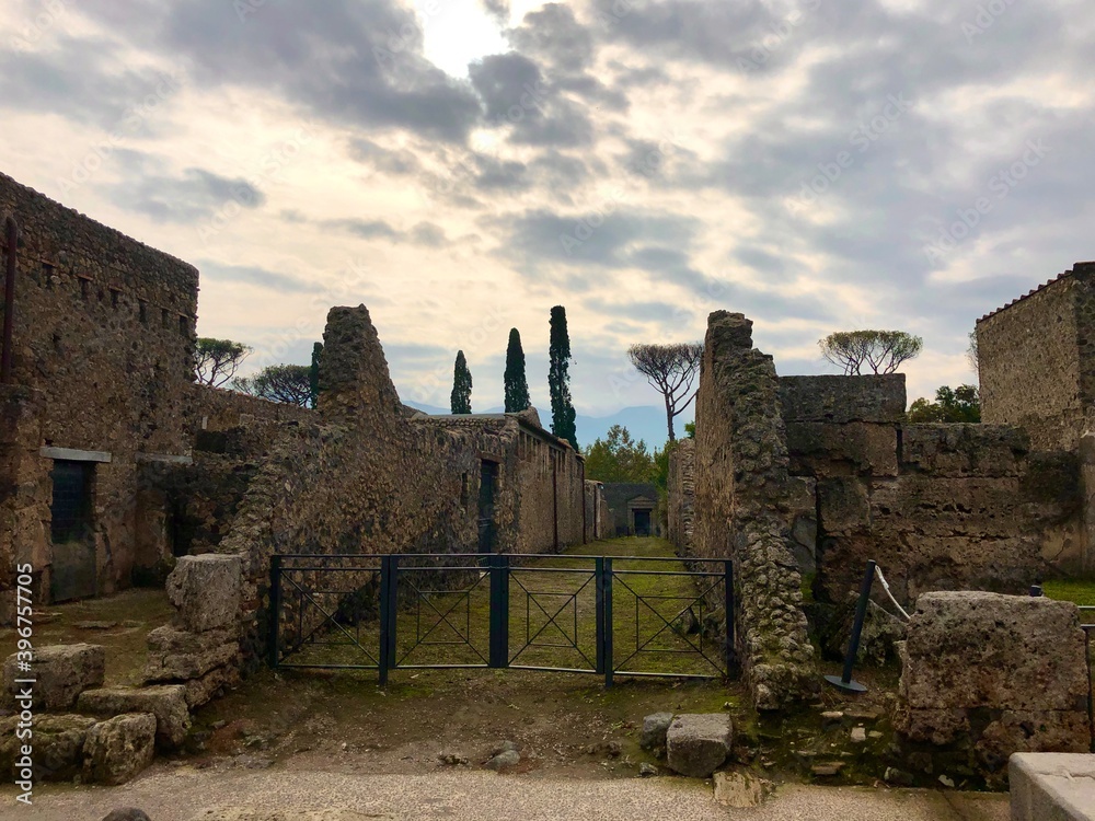 The clouds and the ruins of Pompeii