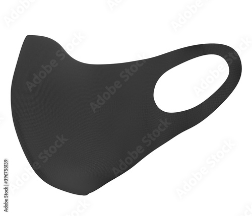 Black Face Mask Mockup side view, dark dust mask 3d rendering isolated on white background photo