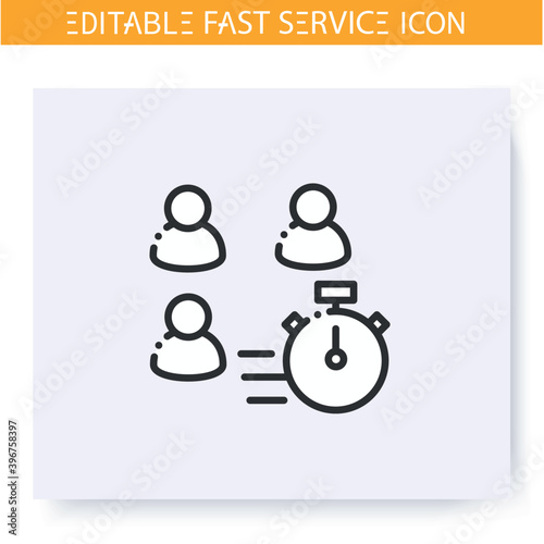 Fast customer service line icon.Quick client supporting and maintenance.Problem solving support group. Quick services, short term, time management concept.Isolated vector illustration. Editable stroke