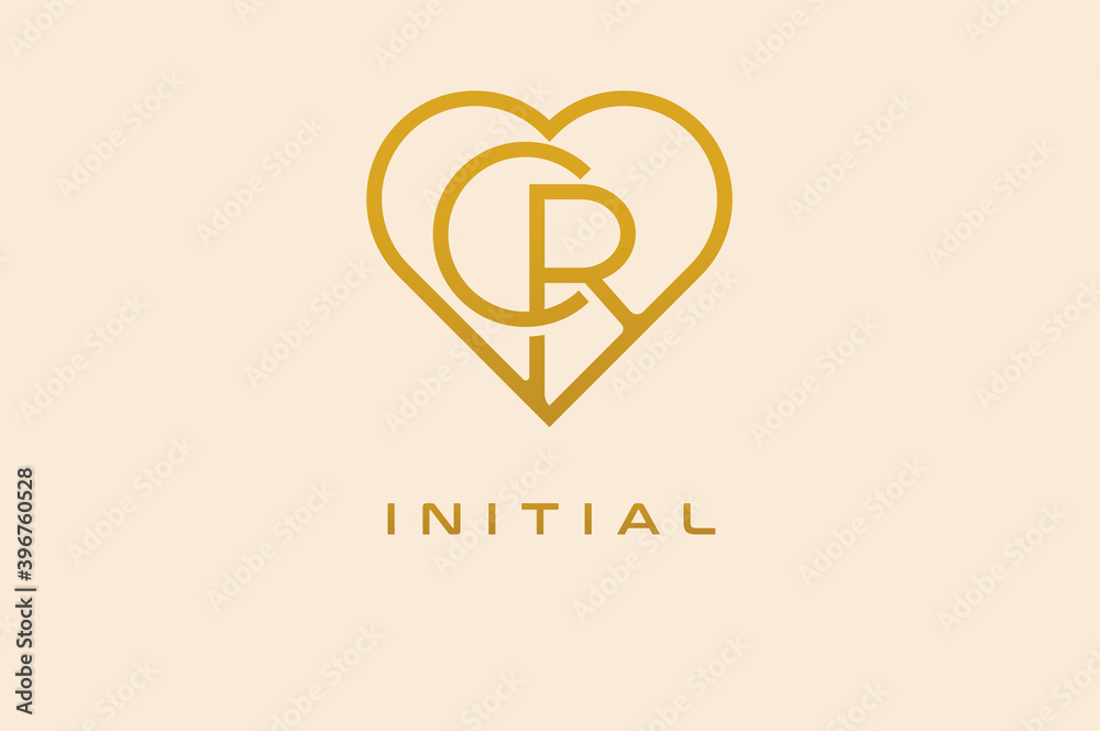 Abstract initials C and R logo, gold colour line style heart and letter combination, usable for brand, card and invitation, logo design template element,vector illustration Abstract initials C and R logo, gold colour line style heart and letter combination, usable for brand, card and invitation, logo design template element,vector illustration