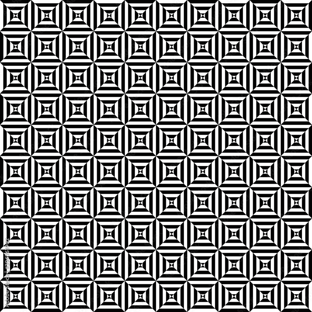 eometric seamless pattern, endless black and white vector regular background. Abstract covering with 3d superimpose figures. eometric seamless pattern, endless black and white vector regular background. Abstract covering with 3d superimpose figures.