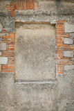 old brick wall with frame, concrete wall with space for text, no person, background for texture