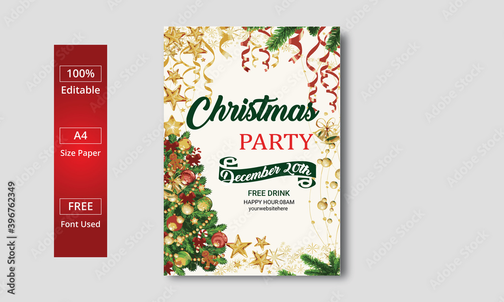 Christmas Flyer. Horizontal Christmas posters, cards, headers, website, banners.