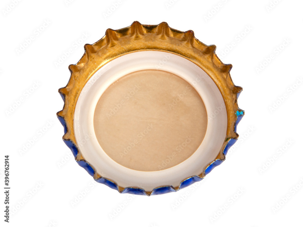 Metallic blue beer bottle cap isolated on the white Metallic blue beer bottle cap isolated on the white