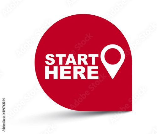 red vector illustration banner start here