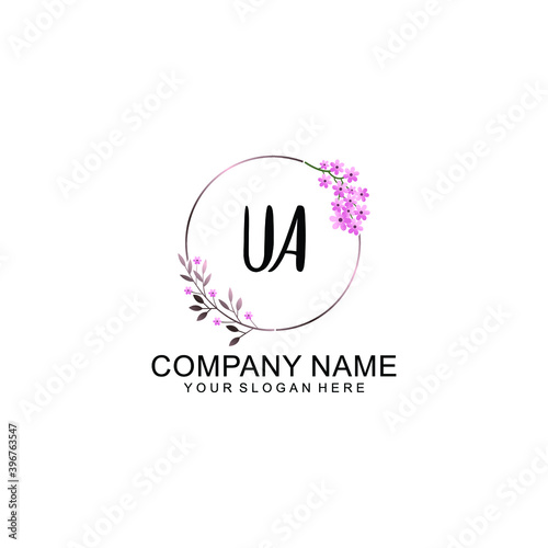 Initial UA Handwriting, Wedding Monogram Logo Design, Modern Minimalistic and Floral templates for Invitation cards