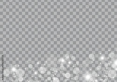 Christmas background. Abstract snowflakes and realistic lights effect isolated on transparent background. For backdrop, wallpaper and greeting card. Christmas concept, vector illustration
