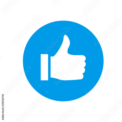 Thumbs up icon isolated on white background. Trendy thumbs up icon in flat style. Template for web site, social network, app, ui and logo. Thumbs up vector