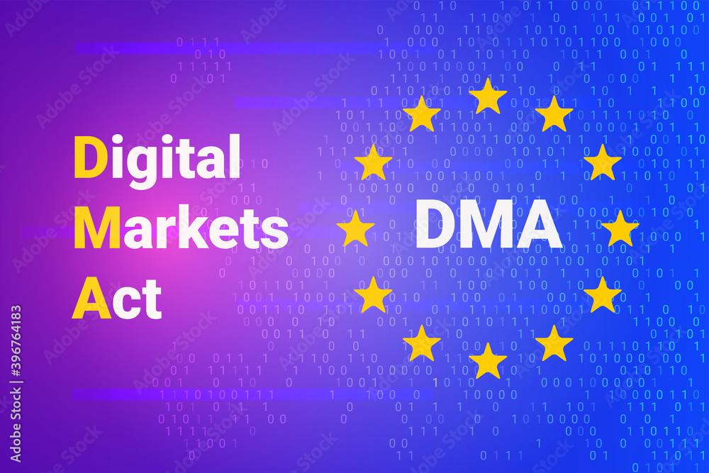 Vetor de Digital Markets Act - DMA. EU - Europe Union map and flag. Vector  illustration background do Stock | Adobe Stock