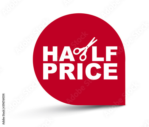 red vector illustration banner half price
