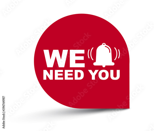 red vector illustration banner we need you