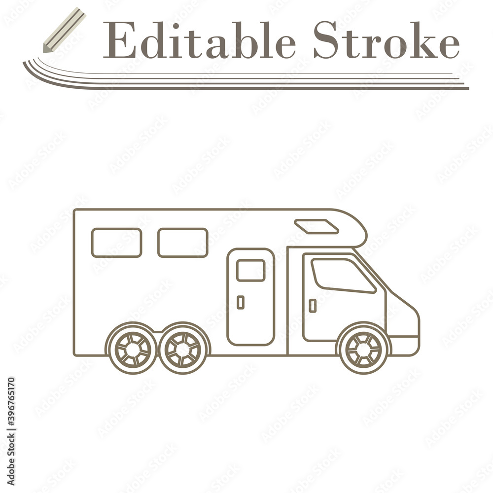 Icon Of Camping Family Caravan Car Icon Of Camping Family Caravan Car