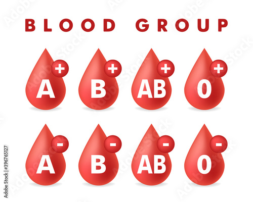 Red blood drop with blood group, vector illustration