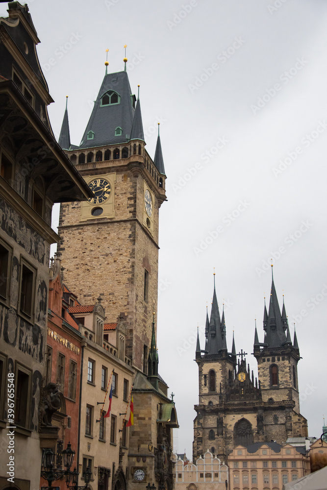 Prague Clock tower and Cathedral