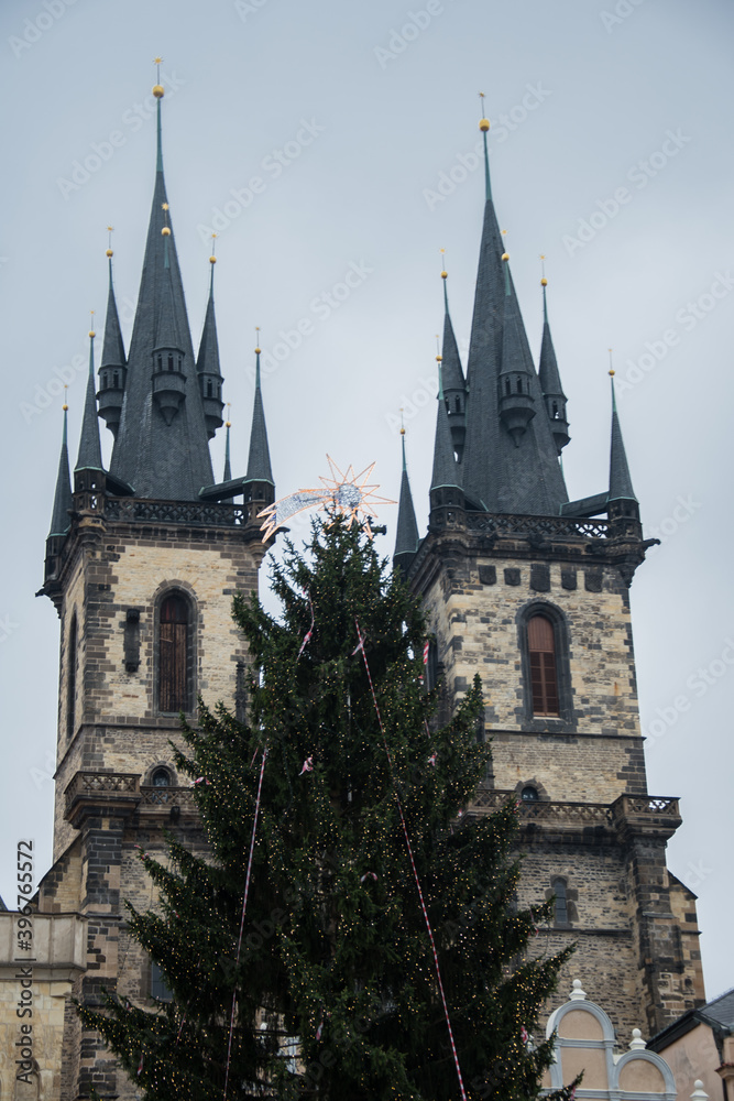 Christmas tree and Prague Cathedral