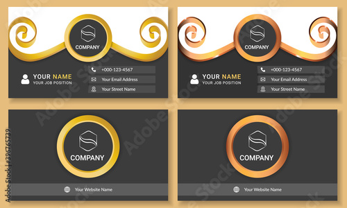 Luxury abstract black and golden business card Template design with modern style