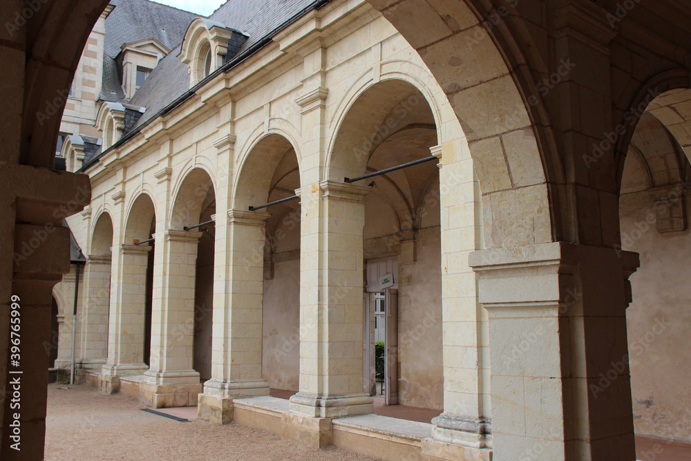 cloister at the former toussaint abbey in angers (france)