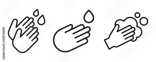 Hand wash icon set. Vector graphic illustration. Suitable for website design, logo, app, template, and ui. 