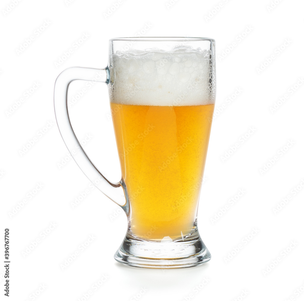 Glass of light wheat beer isolated on white Glass of light wheat beer isolated on white