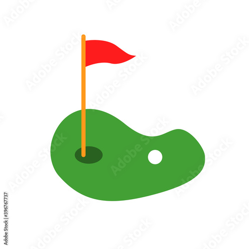 Golf course green with flag. Vector