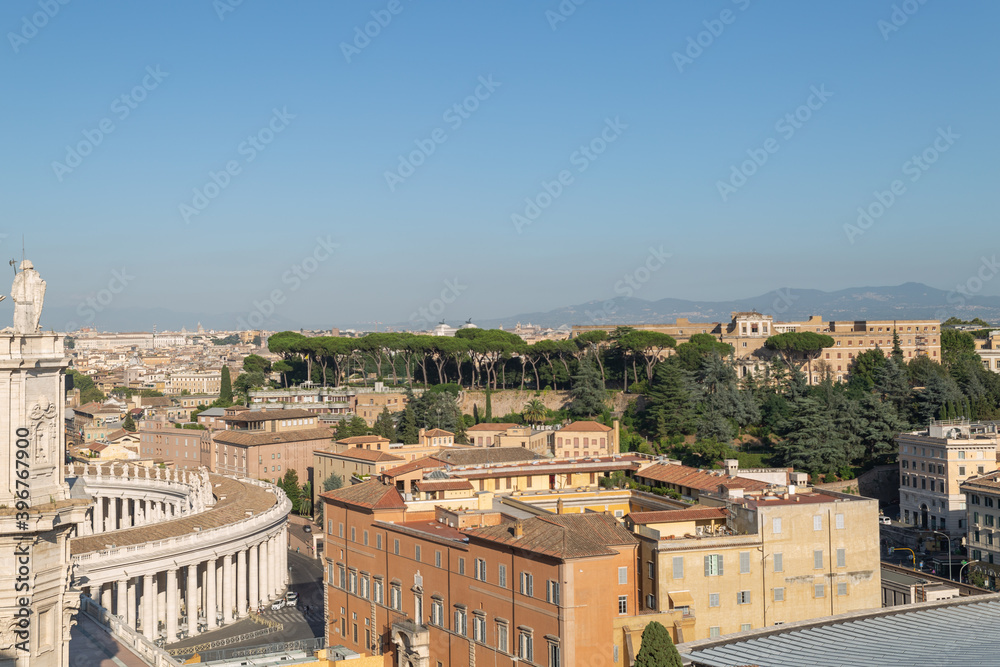Rome Rooftops and Vatican city landmarks panoramic view.