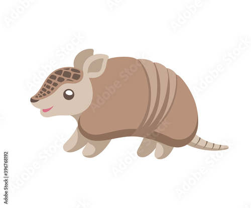 Armadillo standing and smiling cartoon clip art vector illustration. Cute animal character design for kids. Simple flat pastel style. Can be used as element, for shirt, print, pattern, etc.