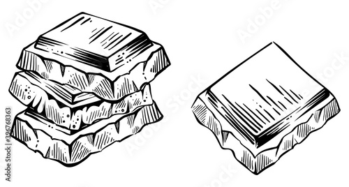 Pieces of chocolate, hand drawn vector
