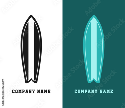 Surfboard surfing logo icon vector design template colored and silhouette set. Modern minimal flat style.