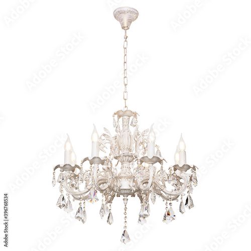 Chandelier in vintage style isolated on white background photo
