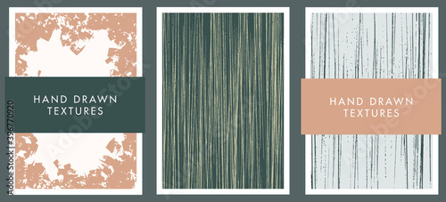 Set of abstract backgrounds and hand drawn textures. Vector illustration. © Kariotta_Art
