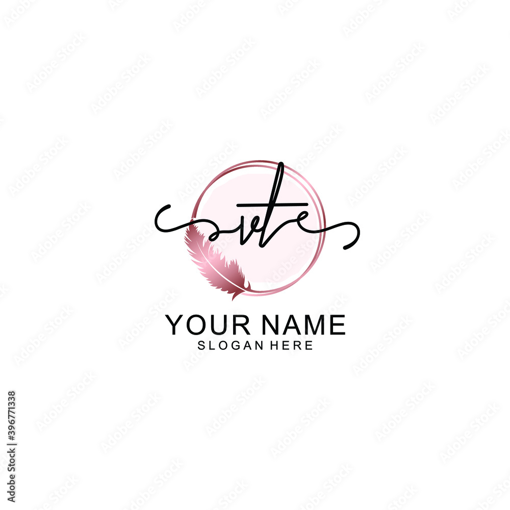 Initial VT Handwriting, Wedding Monogram Logo Design, Modern Minimalistic and Floral templates for Invitation cards Initial VT Handwriting, Wedding Monogram Logo Design, Modern Minimalistic and Floral templates for Invitation cards