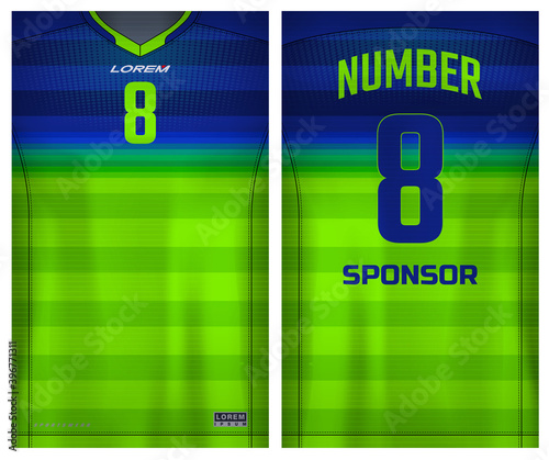 Fabric textile for Sport t-shirt ,Soccer jersey mockup for football club. uniform front and back view.