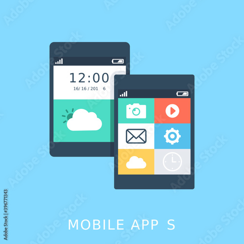  Mobile Apps Flat Vector Icon 