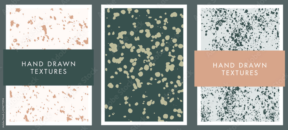 Set of abstract backgrounds and hand drawn textures. Vector illustration.