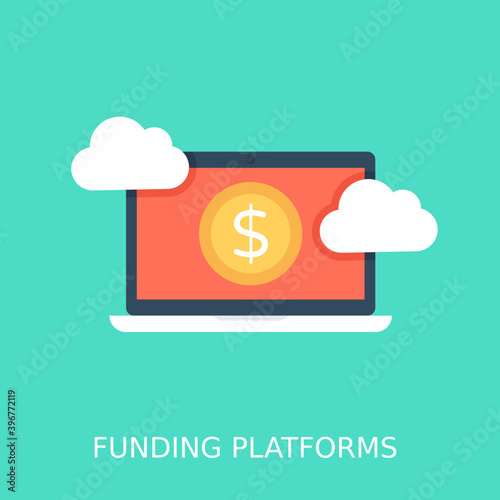 
Online Funding Flat Vector Icon
