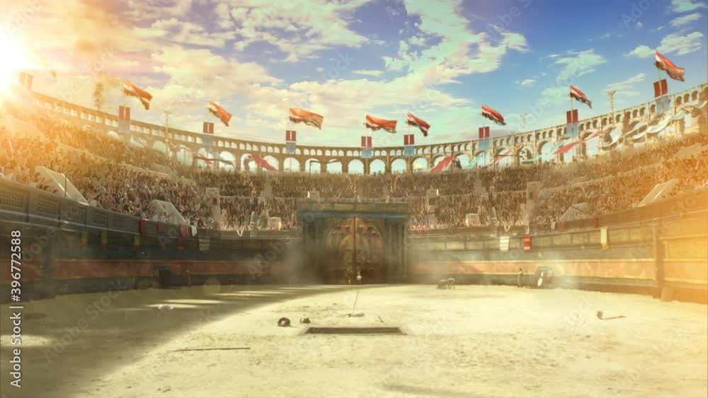 Ancient arena animation. Ancient greece, vintage arena. Animation
