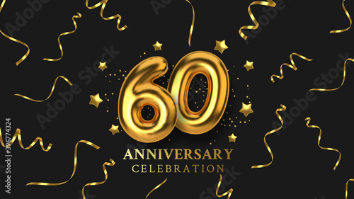 60th Anniversary celebration. Number in the form of golden balloons.